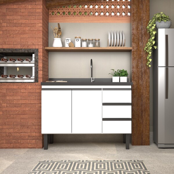 Gabinete Cozinha aco Netuno Desmontado 1,20 Branco