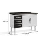 Gabinete Cozinha De Aço Ellos 1.20 Desmontado Sem A Pia 3 Gav