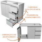 Gabinete Cozinha Multiuso Armário Branco Gavetas Portas Mdf -