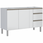 Gabinete De Aço P/ Pia 1,50 Gaia Flat Branco 1606 Cozimax