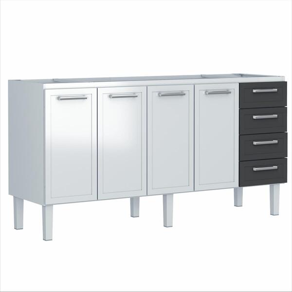 Gabinete De Aço P/ Pia 1,80 Apolo Flat 4g Preto 1741 Cozimax