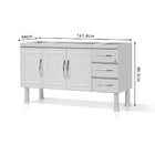 Gabinete De Aço Para Cozinha Com 3 Portas E 3 Gavetas 1,50 El