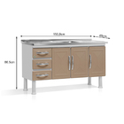 Gabinete De Aço Para Cozinha Com 3 Portas E 3 Gavetas 1,60 El