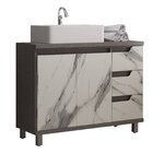 Gabinete De Banheiro 02 Portas 03 Gavetas 100cm Com Cuba Ref