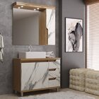 Gabinete De Banheiro 100cm Com Cuba E Armário Com Espelho Ref