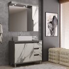 Gabinete De Banheiro 100cm Com Cuba E Armário Com Espelho Ref