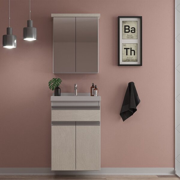 Gabinete De Banheiro 50cm Com Lavatório E Armário Ref 501 Bra