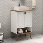 Gabinete De Banheiro 51cm Denver Yescasa Branco/carvalho