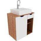 Gabinete De Banheiro 60 Cm 1 Porta Com Cuba Romana Amêndoa/br