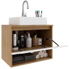 Gabinete De Banheiro 60 Cm 1 Porta Com Cuba Valente Amêndoa/b