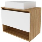 Gabinete De Banheiro 60 Cm 1 Porta Com Cuba Valente Amêndoa/b