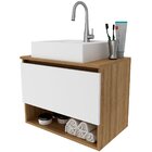 Gabinete De Banheiro 60 Cm 1 Porta Com Cuba Valente Amêndoa/b