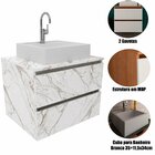 Gabinete De Banheiro 60 Cm 2 Gavetas Com Cuba Joana Mármore B