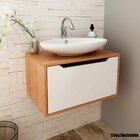 Gabinete De Banheiro 60 Cm Com 1 Porta Basculante Amendôa/bra