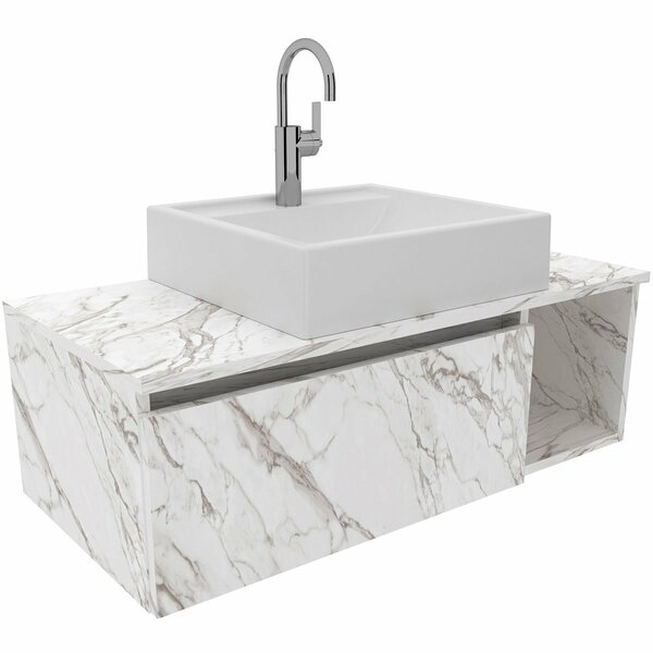 Gabinete De Banheiro 80 Cm Com Cuba 1 Porta E Nicho Mármore B