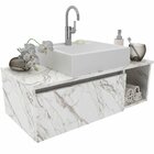 Gabinete De Banheiro 80 Cm Com Cuba 1 Porta E Nicho Mármore B