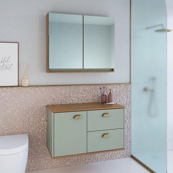 Gabinete De Banheiro 80cm 100% Mdf Com Espelheira 2 Portas Se