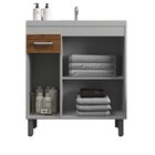 Gabinete De Banheiro 80cm Com Cuba E Espelheira Branco/amêndoa
