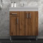 Gabinete De Banheiro 80cm Com Cuba E Espelheira Branco/amêndoa