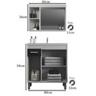 Gabinete De Banheiro 80cm Com Cuba E Espelheira Branco/grafite