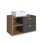 Gabinete De Banheiro 80cm Com Espelheira 2 Portas E Cuba Hele