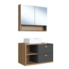 Gabinete De Banheiro 80cm Com Espelheira 2 Portas E Cuba Hele