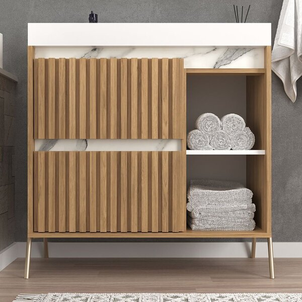 Gabinete De Banheiro 80cm Com Lavatório Ref 890 Itapuã/thassos