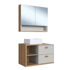 Gabinete De Banheiro 80cm Helena Com Espelheira 02 Portas Mel