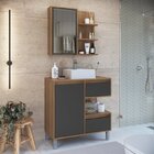 Gabinete De Banheiro 80cm Paula Com Espelheira 01 Porta E Cub