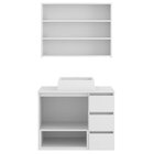 Gabinete De Banheiro 80cm Vitória Com Espelheira E Cuba Branco