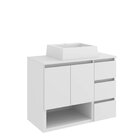 Gabinete De Banheiro 80cm Vitória Com Espelheira E Cuba Branco