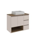 Gabinete De Banheiro 80cm Vitória Com Espelheira E Cuba Mel/a