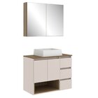 Gabinete De Banheiro 80cm Vitória Com Espelheira E Cuba Mel/a