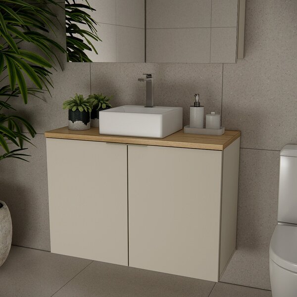 Gabinete De Banheiro 90cm X 65cm Nature Panna / Carvalho