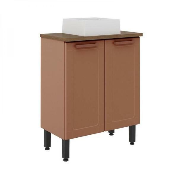 Gabinete De Banheiro Aço 2 Portas E Cuba Terracota Bertolini