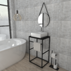 Gabinete De Banheiro Aço Preto Estilo Industrial 48x37 1t Pre