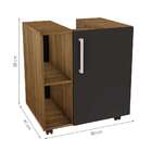 Gabinete De Banheiro Albart 1 Pt I Preto E Madeirado 60 Cm