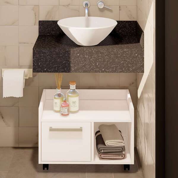 Gabinete De Banheiro Albart 1 Pt Ii Branco 60 Cm