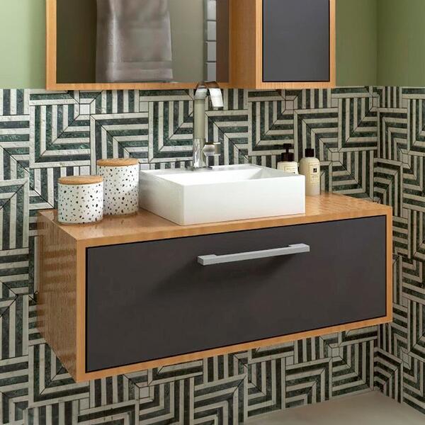 Gabinete De Banheiro Alice 1 Pt Mel E Grafite