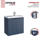 Gabinete De Banheiro Azul Em Madeira Com Lavatório Aster 60 C