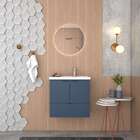 Gabinete De Banheiro Azul Em Madeira Com Lavatório Lis Cozimax