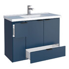 Gabinete De Banheiro Azul Em Madeira Com Lavatório Orquidea C