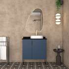 Gabinete De Banheiro Azul Em Madeira Com Tampo Em Granito Sem