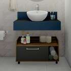 Gabinete De Banheiro Bangkok 1 Pt Preto 40 X 75 Cm