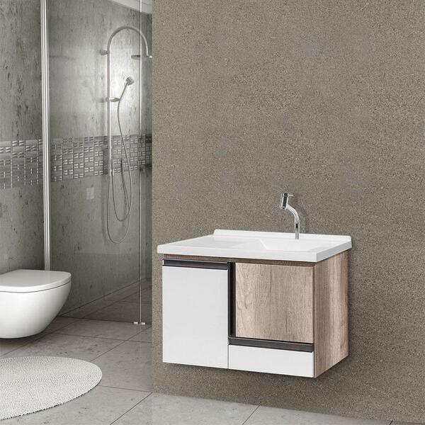 Gabinete De Banheiro Berlim 80cm Barrique/branco