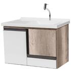 Gabinete De Banheiro Berlim 80cm Barrique/branco