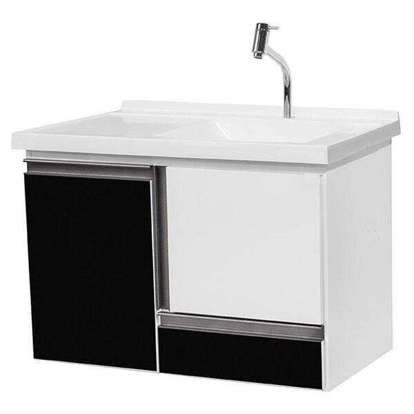 Gabinete De Banheiro Berlim 80cm Branco/preto