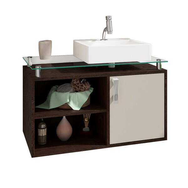 Gabinete De Banheiro Braga 1 Pt Café E Off White