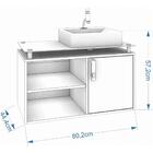 Gabinete De Banheiro Braga Com Tampo De Vidro 2 Nichos E 1 Po