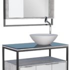 Gabinete De Banheiro Branco E Calcare Em Madeira Com Tampo De